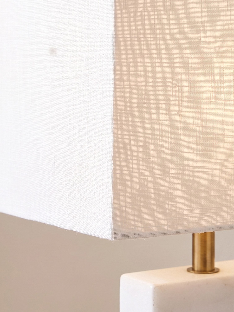 Caylan Marble Table Lamp with Metal Base and Linen Shade - 64 cm