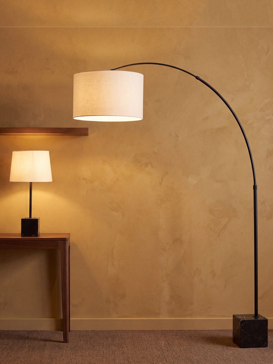 Caylan Marble Table Lamp with Linen Shade - 30x58 cm