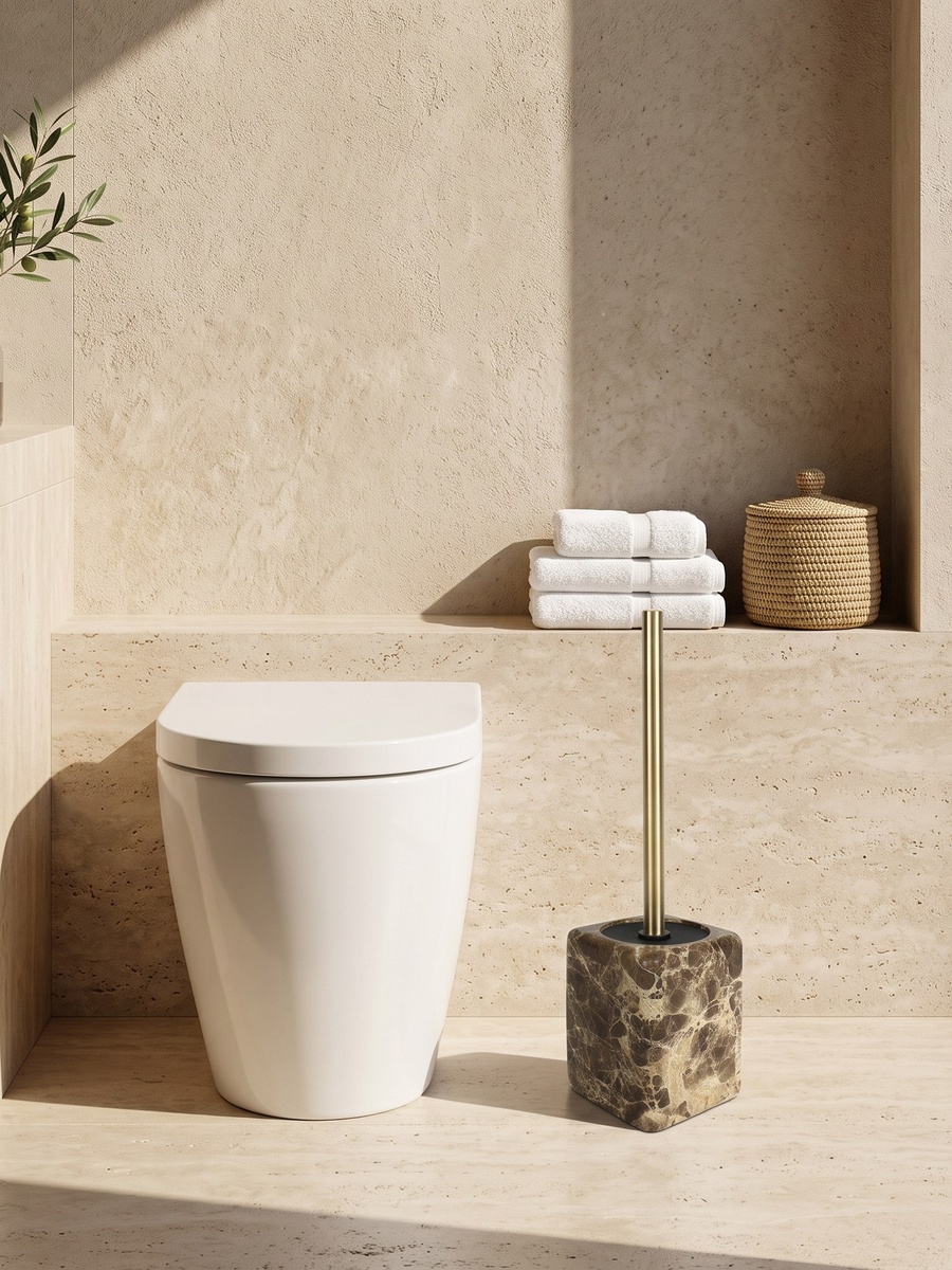 Imperial Marble Toilet Brush Holder - 10x10x38.5 cm