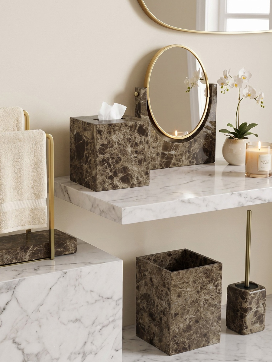 Imperial Marble Toilet Brush Holder - 10x10x38.5 cm