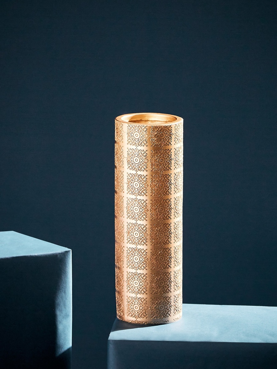 Sicily Floral Polyresin Cylinder Vase - 11x11x32 cm