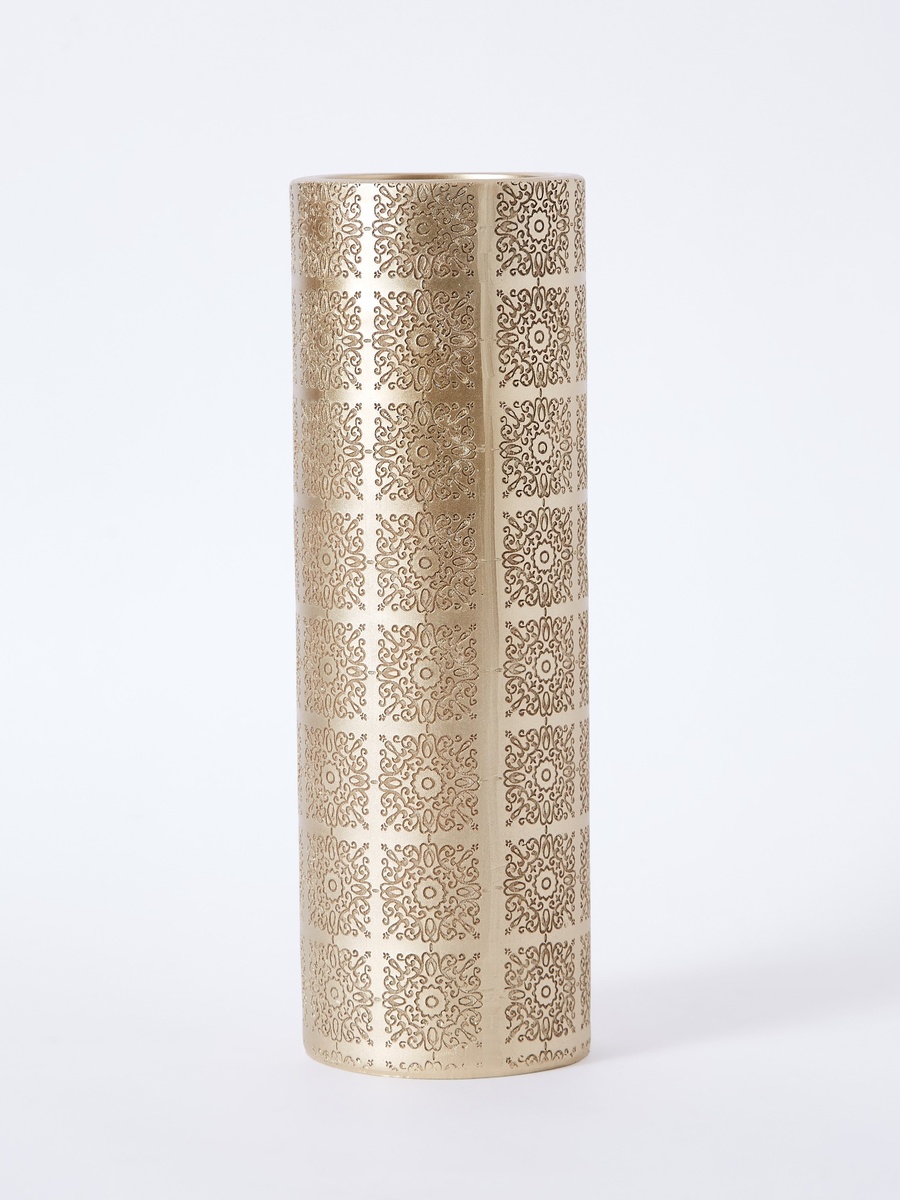 Sicily Floral Polyresin Cylinder Vase - 11x11x32 cm