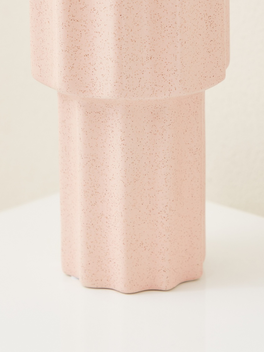 Sansa Ceramic Ribbed Vase - 12.5x12.5x24.5 cm
