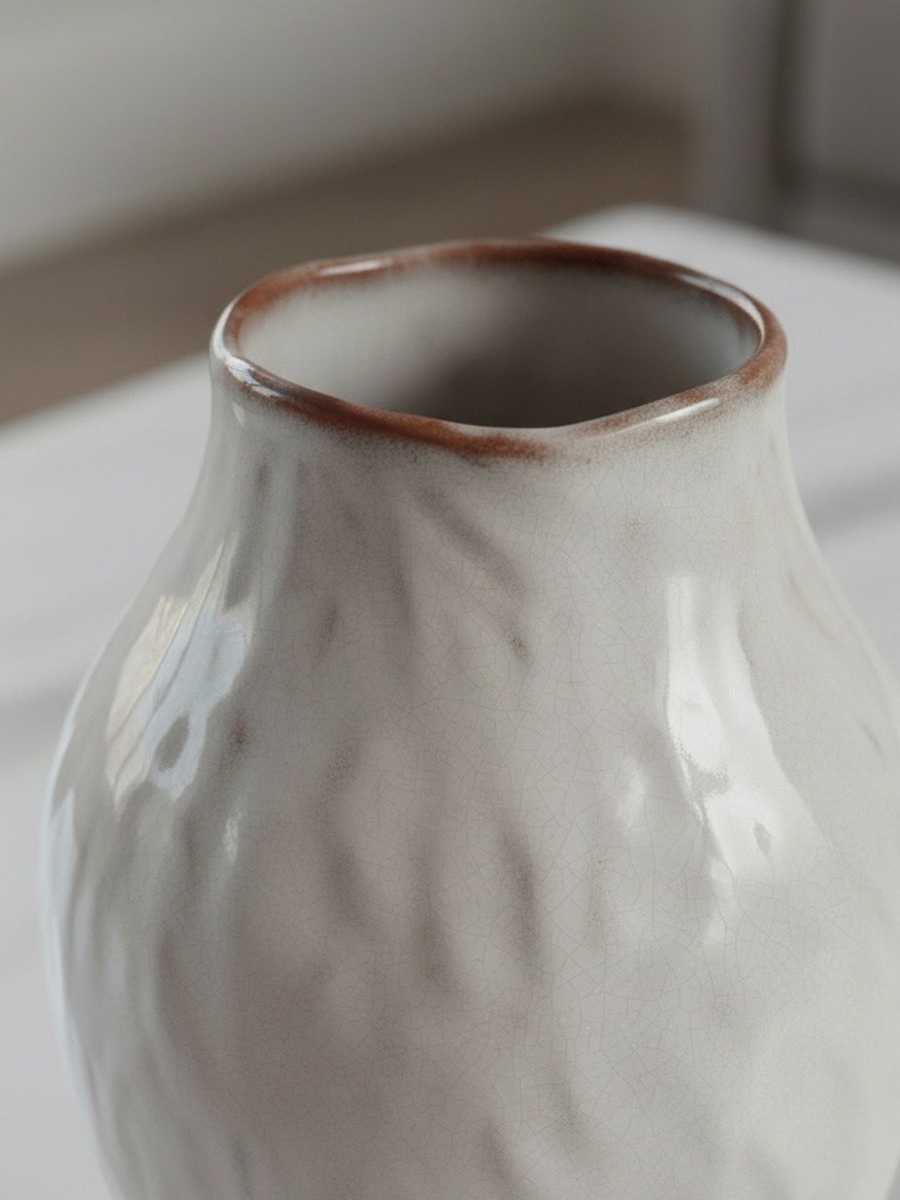 Monochrome Lavasa Renee Reactive Glaze Decorative Ceramic Vase - 17.6x17.6x26.8 cm