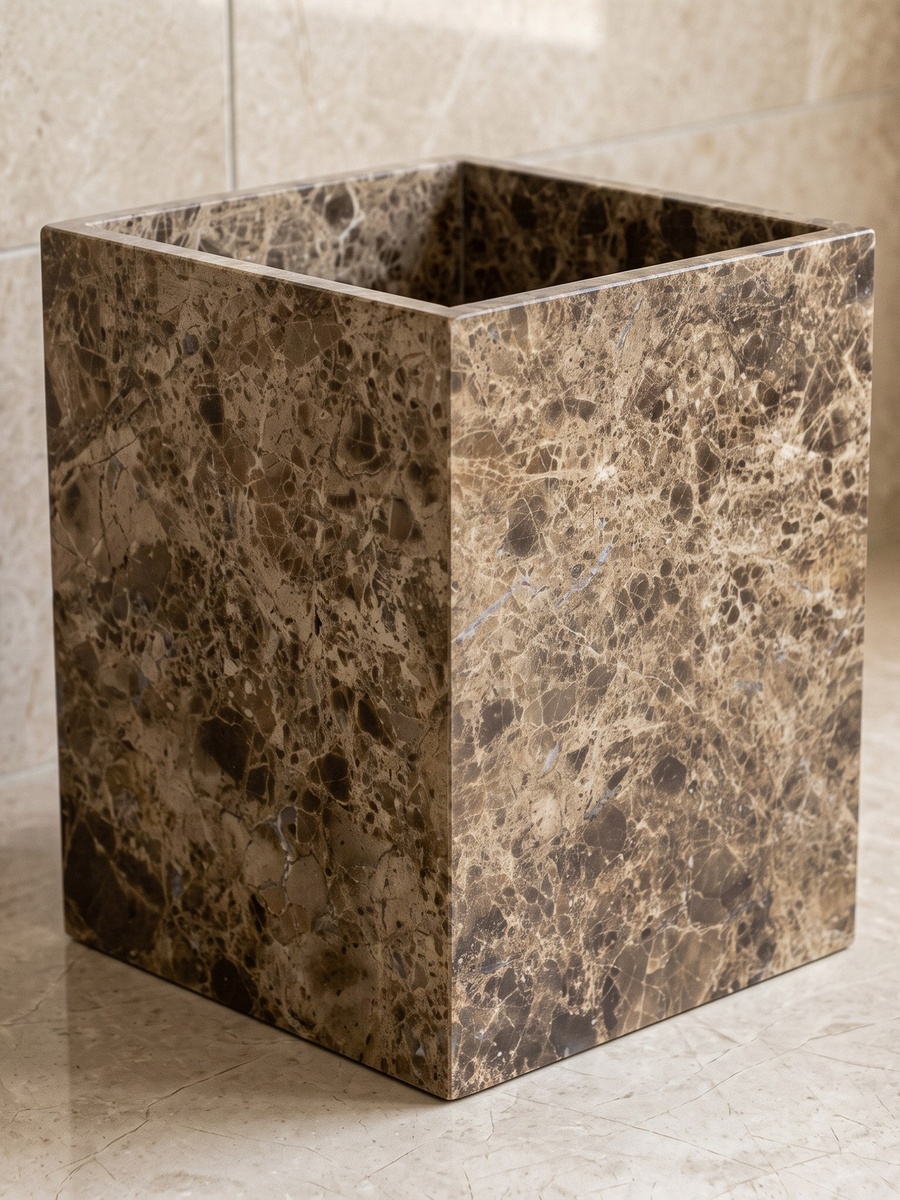 Imperial Marble Waste Bin - 19.3x19.3x25.5 cm