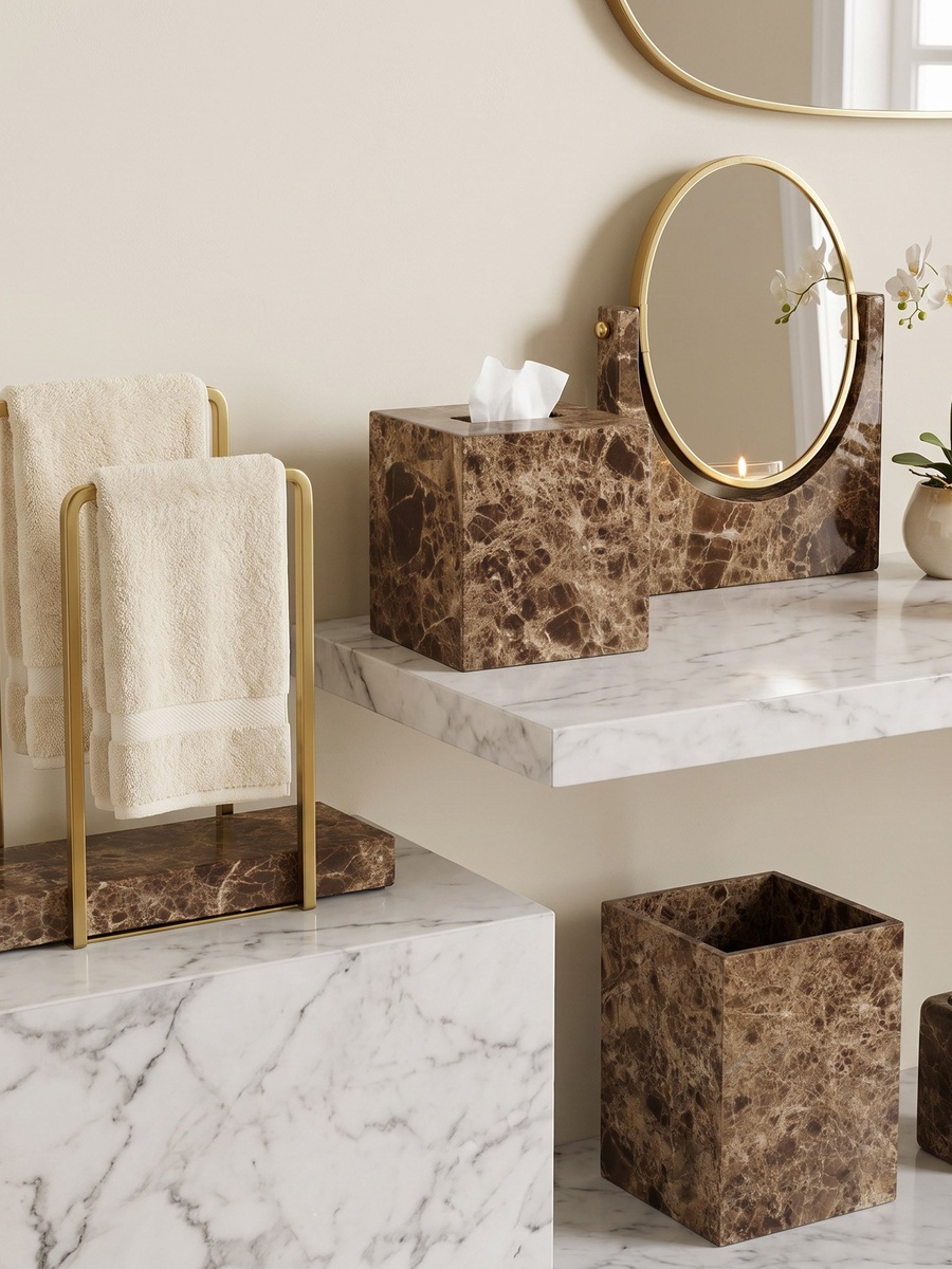 Imperial Marble Waste Bin - 19.3x19.3x25.5 cm