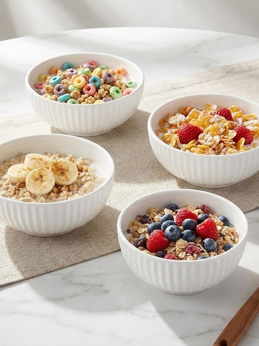 Luster 4-Piece Embossed Cereal Bowl Set - 15 cm