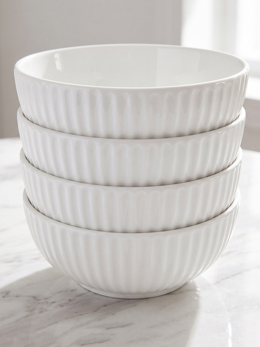 Luster 4-Piece Embossed Cereal Bowl Set - 15 cm