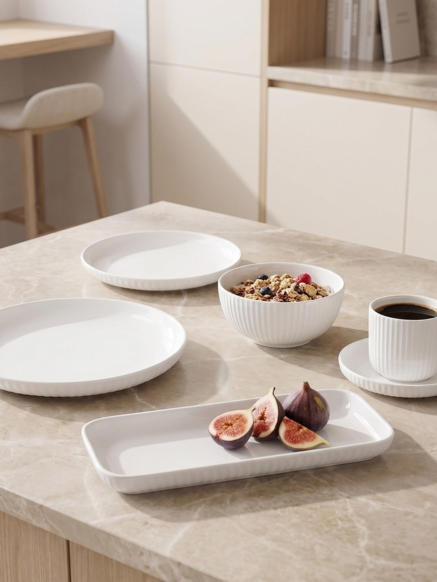 Luster 4-Piece Embossed Cereal Bowl Set - 15 cm