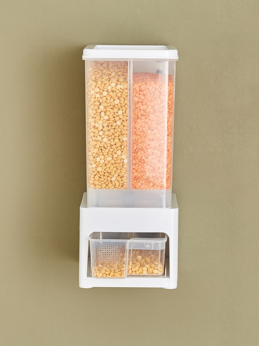 Essential Wall Mounted Twin Grain Holder with Cup - 16x21x32 cm