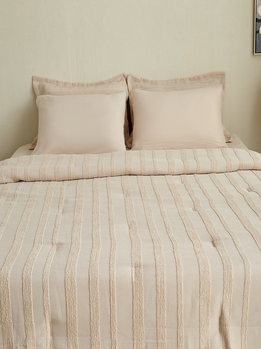 Braxton Waffle Tuft 7-Piece Jacquard King Comforter Set - 220x240 cm