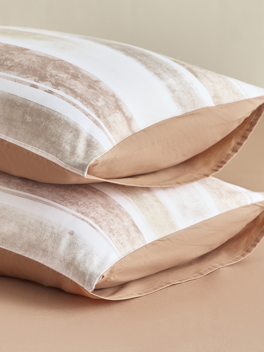 Valencia 7-Piece Mirage Stripe BIAB Printed Cotton King Comforter Set - 220x240 cm