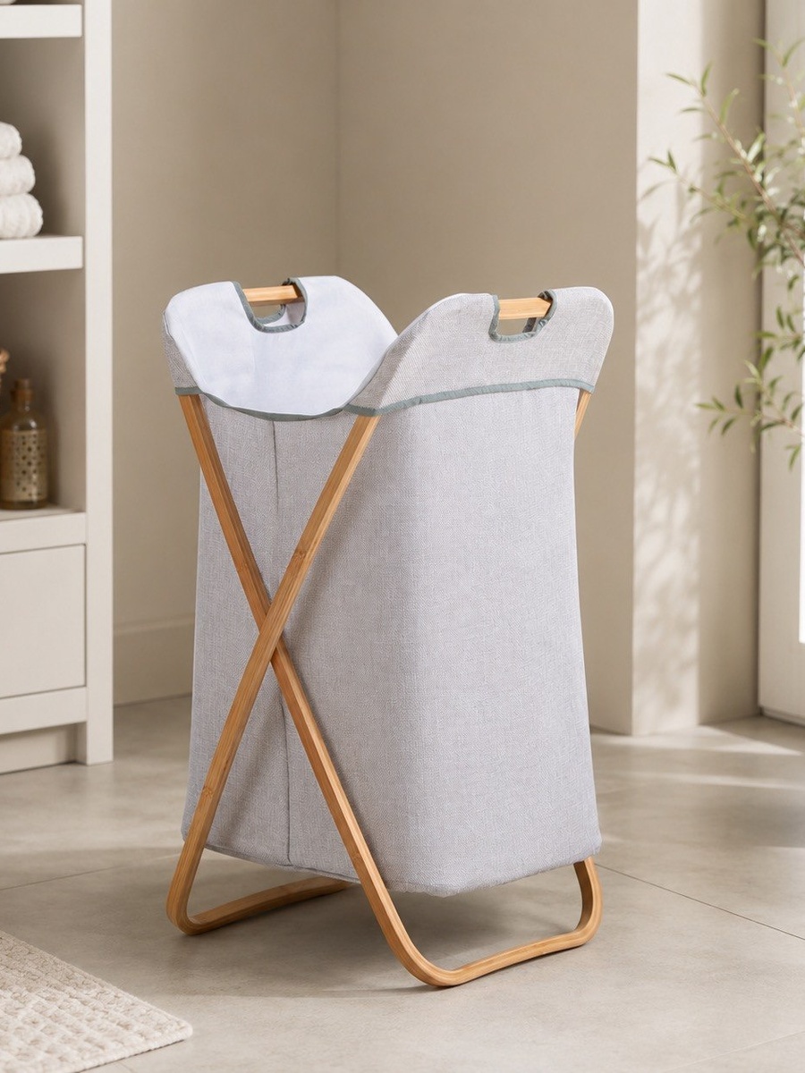 Covara Natura Bamboo Laundry Hamper - 37x37x70 cm