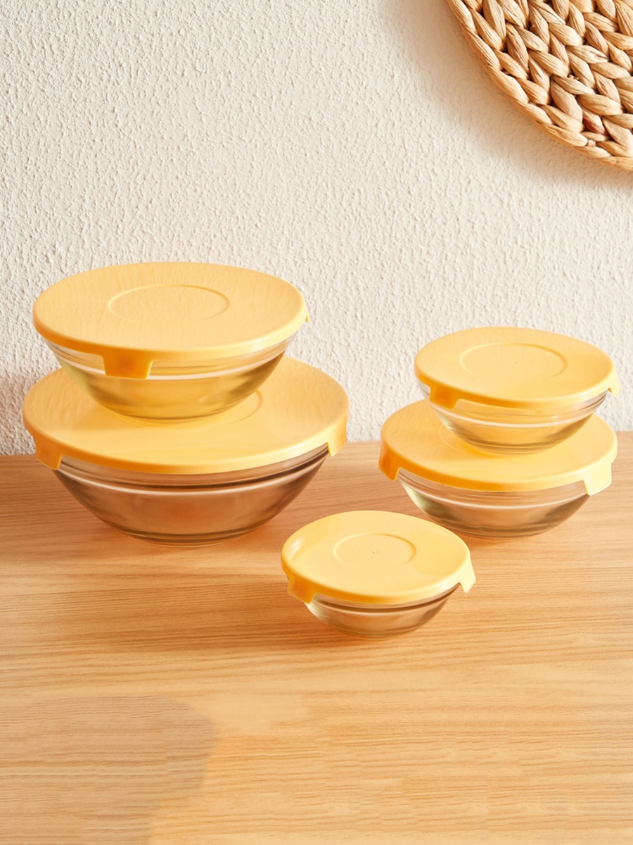 Prime 5-Piece Glass Bowl Set with Lid