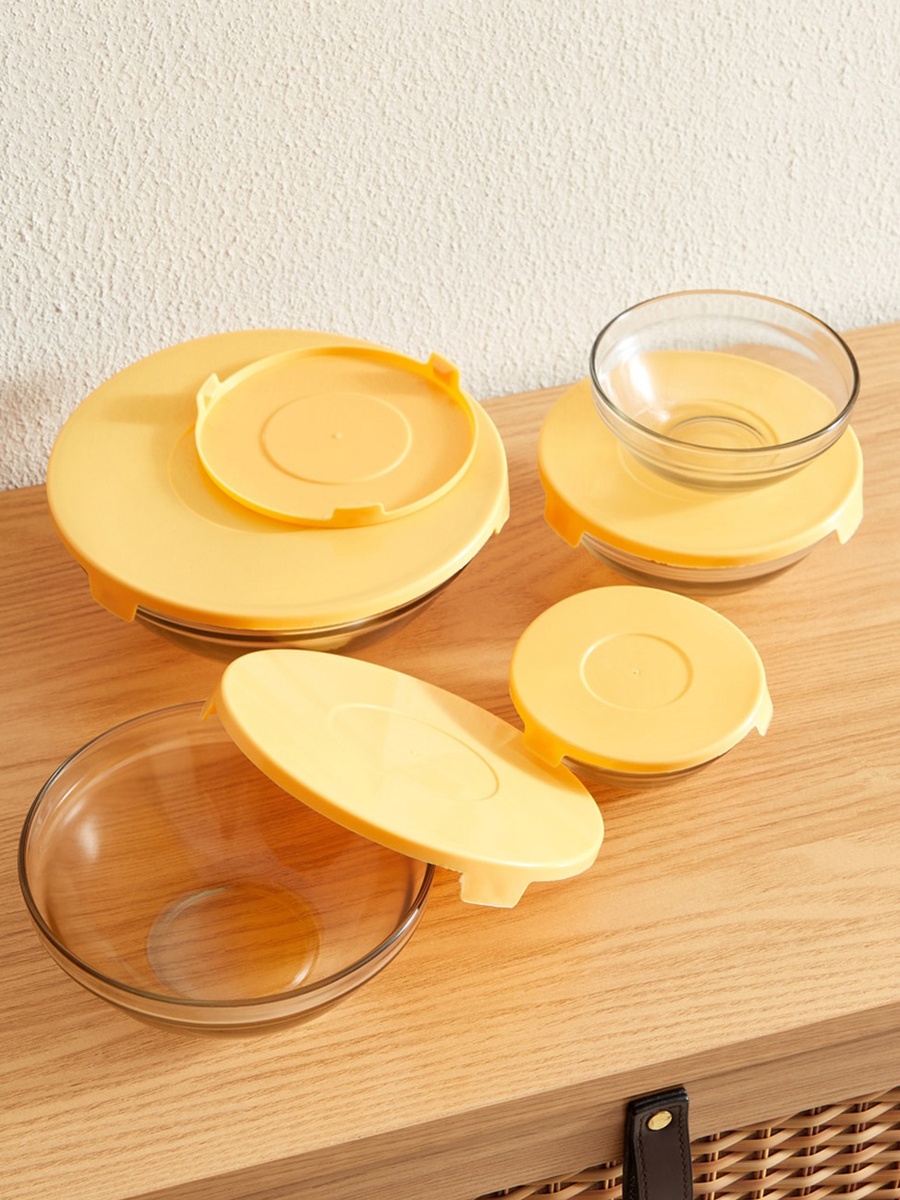 Prime 5-Piece Glass Bowl Set with Lid