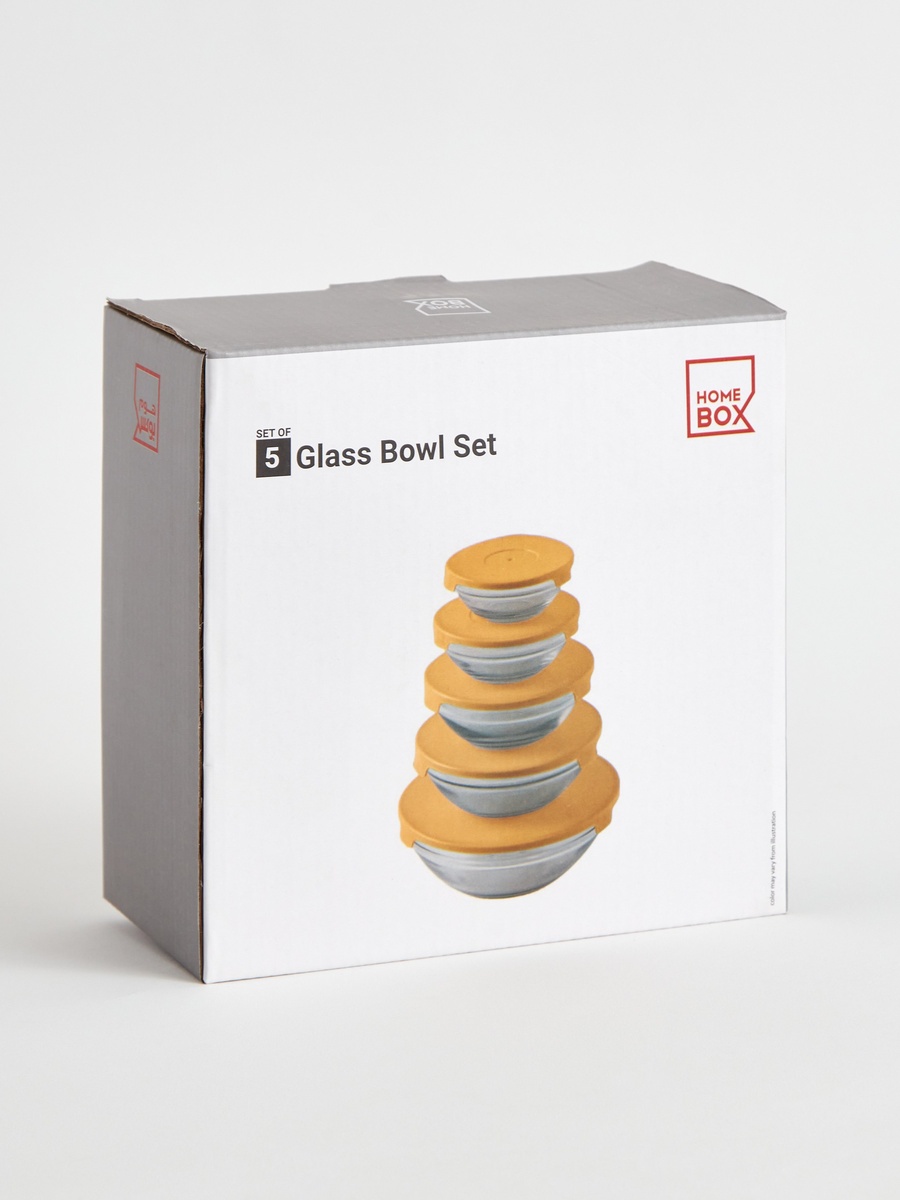 Prime 5-Piece Glass Bowl Set with Lid