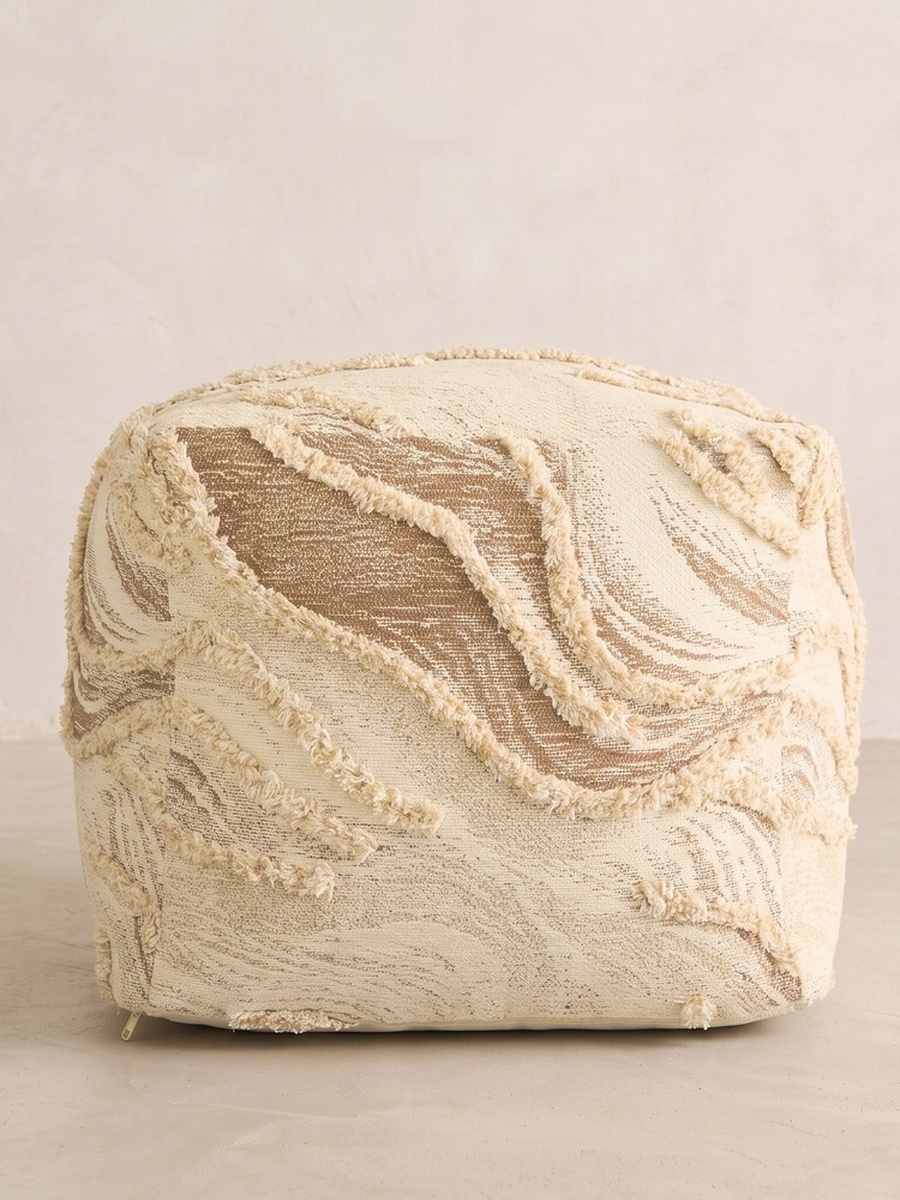 Aizel Wavy Overtufted Pouf - 45x45x40 cm