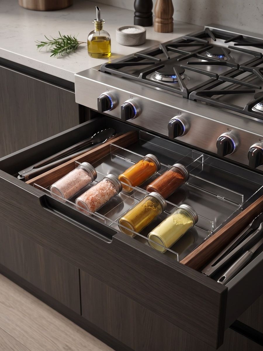 Omega 6-Piece Drawer Spice Rack Organizer Set - 38x42 cm
