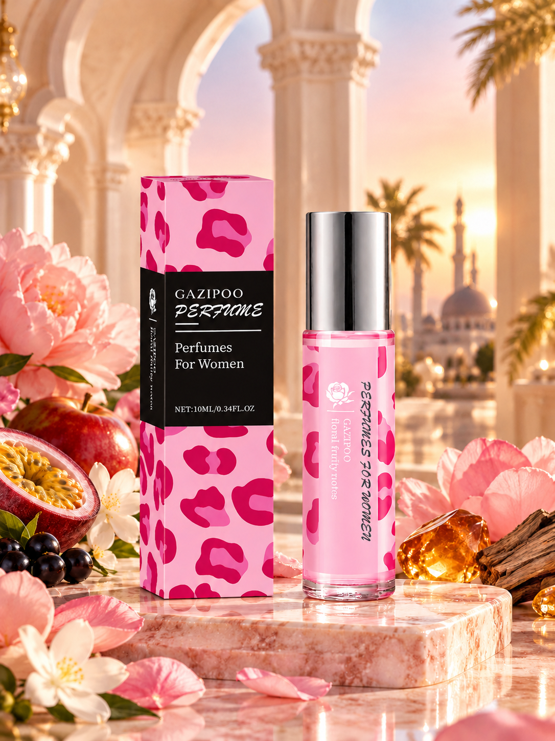 عطر فواكه وردي برأس دوار