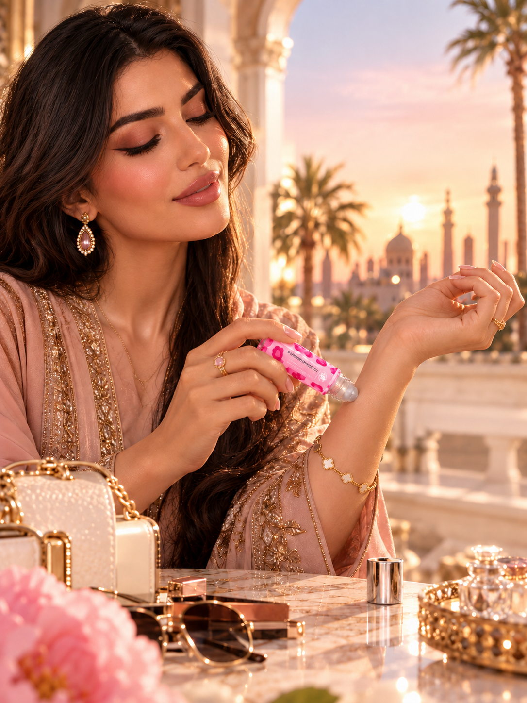 عطر فواكه وردي برأس دوار