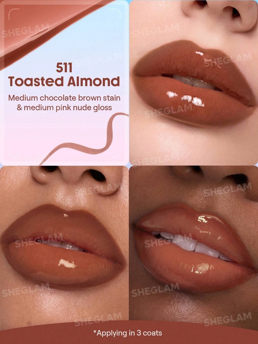 Line To Shine Peel Off Lip Stain and Gloss, Duo511Toasted Almond