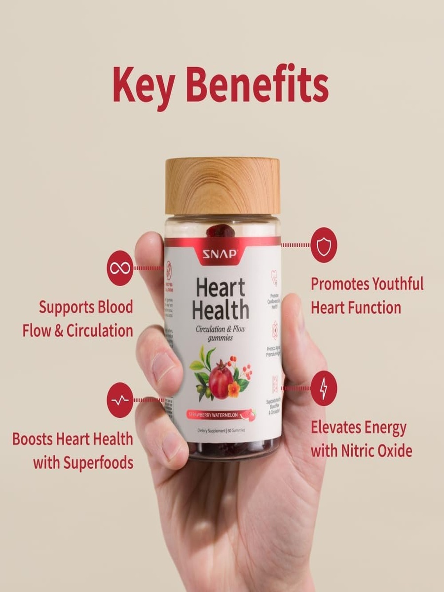 Heart Health Gummies | Sugar Free | Blood Pressure Management | Watermelon, Hawthorn Berry Extract |  60 Gummies