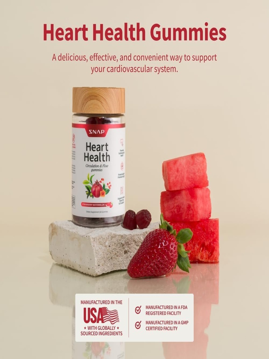 Heart Health Gummies | Sugar Free | Blood Pressure Management | Watermelon, Hawthorn Berry Extract |  60 Gummies