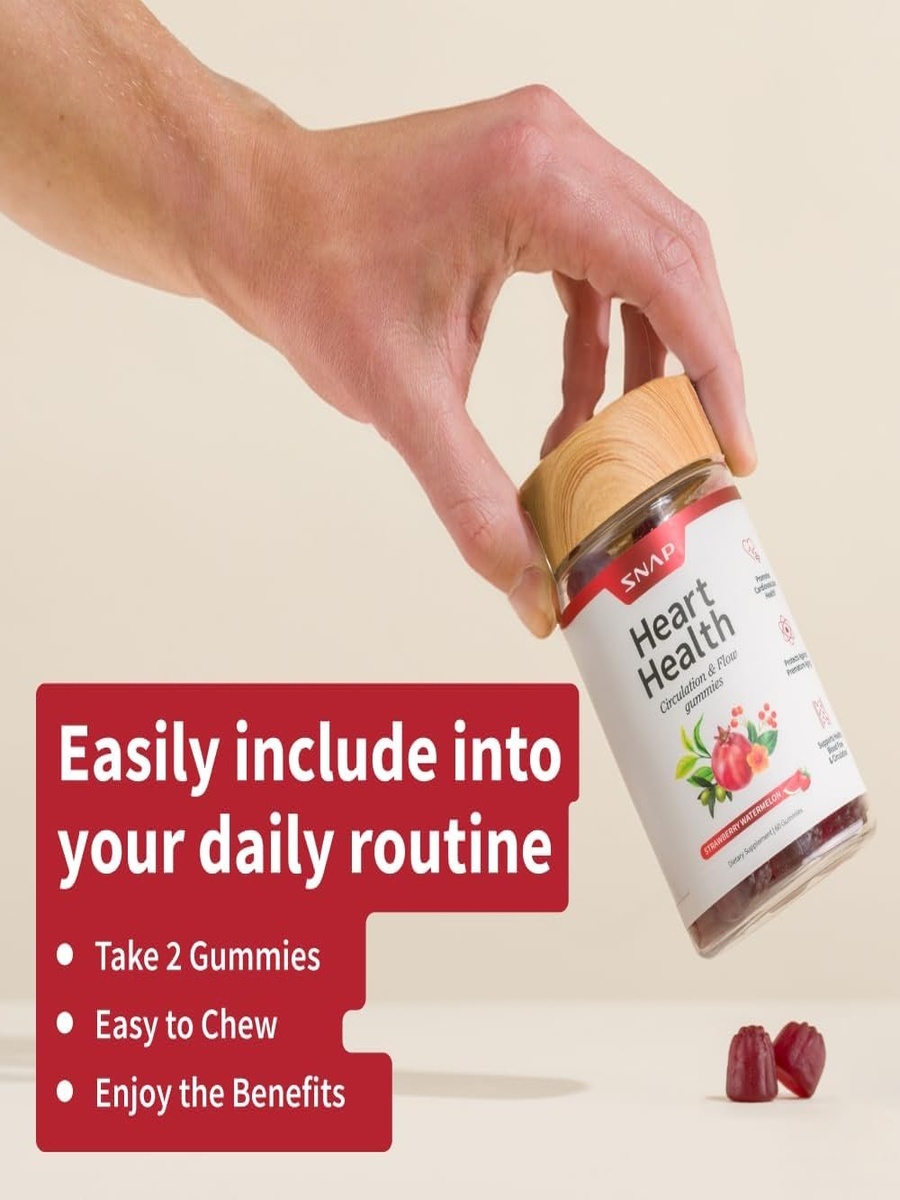 Heart Health Gummies | Sugar Free | Blood Pressure Management | Watermelon, Hawthorn Berry Extract |  60 Gummies