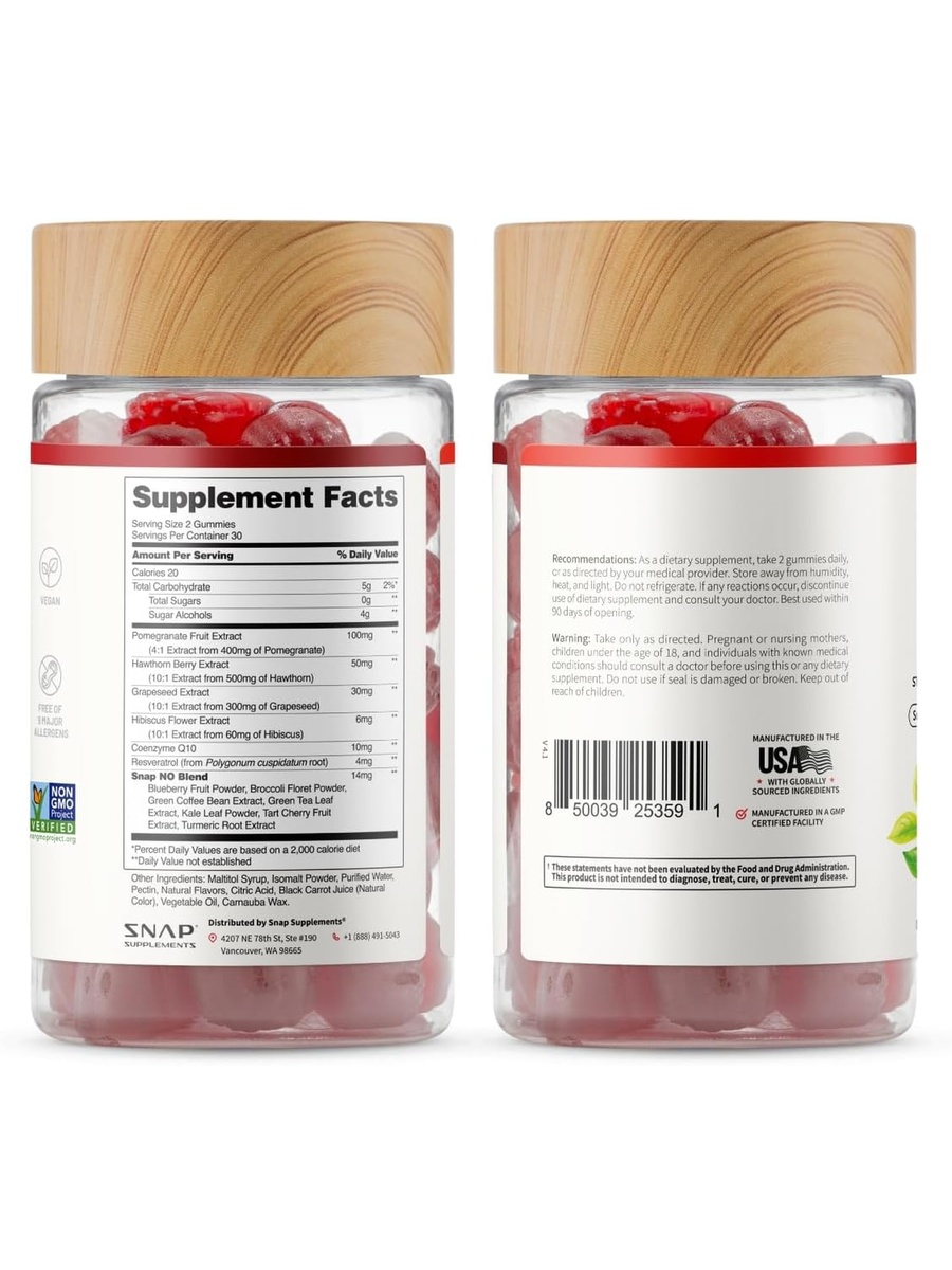 Heart Health Gummies | Sugar Free | Blood Pressure Management | Watermelon, Hawthorn Berry Extract |  60 Gummies