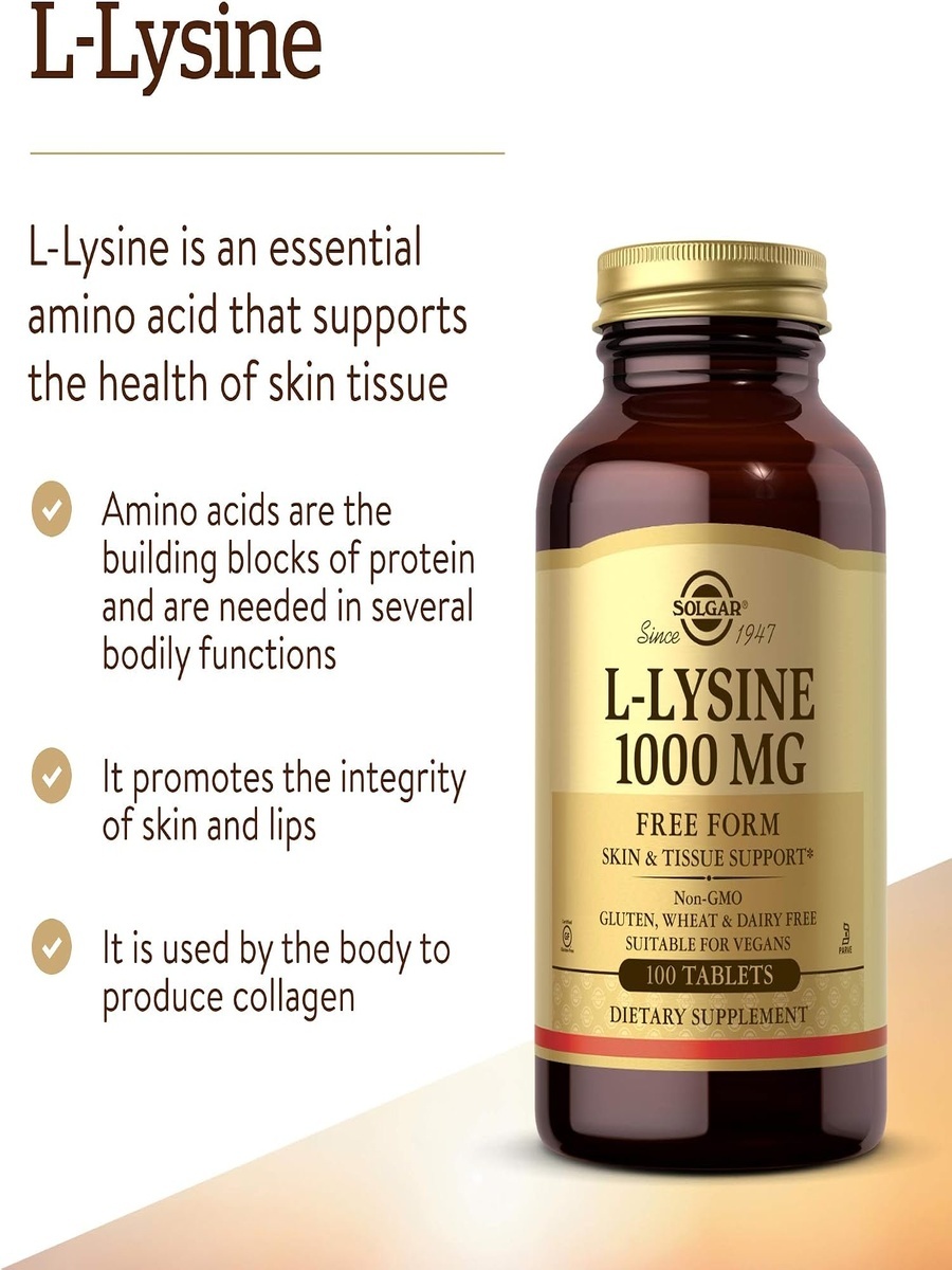 L-Lysine Tablets 1000 Mg | Unflavored | Supports | Lysine |  100 Tablets
