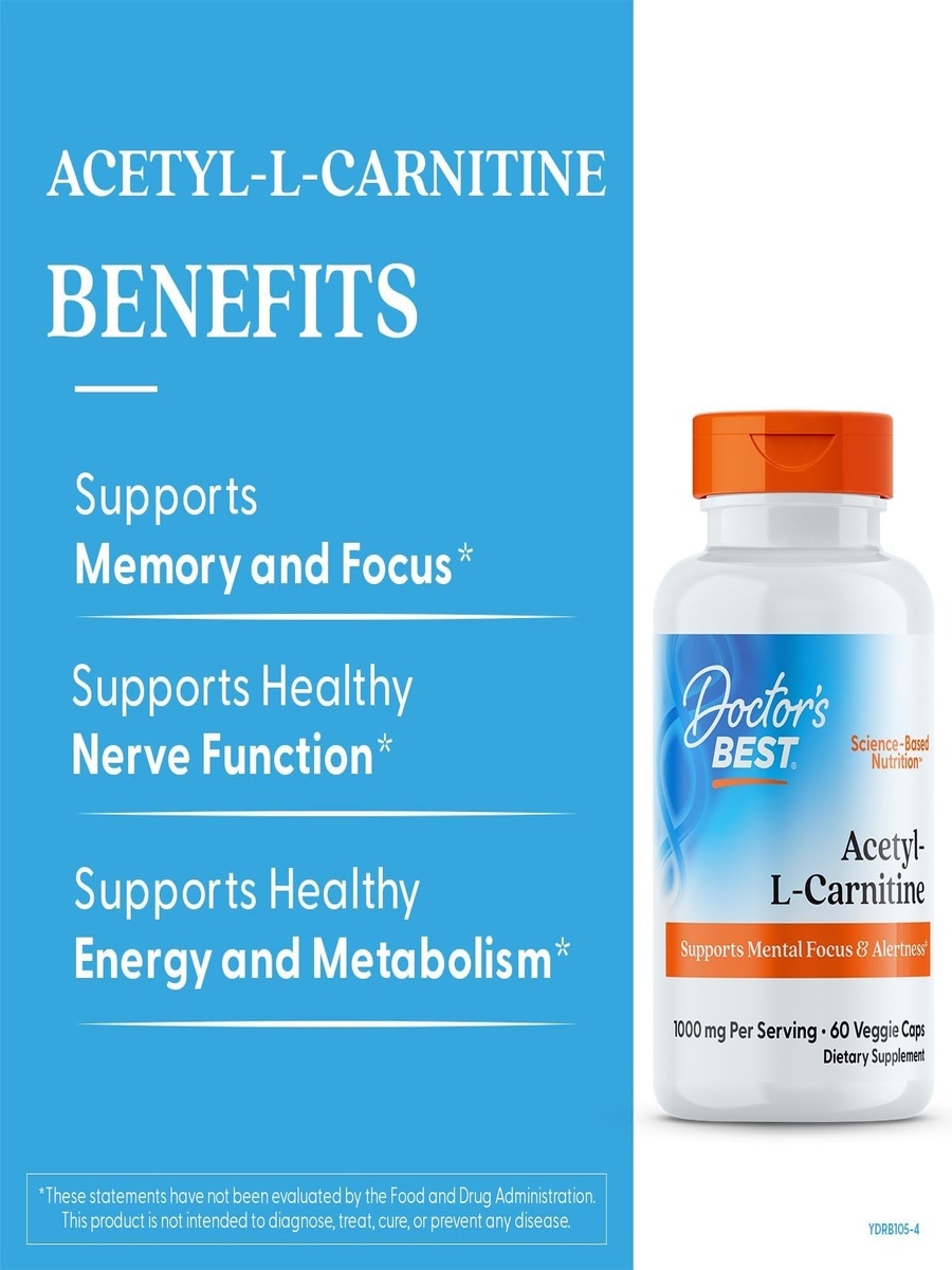Acetyl-L-Carnitine 500 mg with Biosint® Carnitines | Energy Metabolism & Cognitive Health Support | Vegetarian Capsules | 60 Veggie Capsules