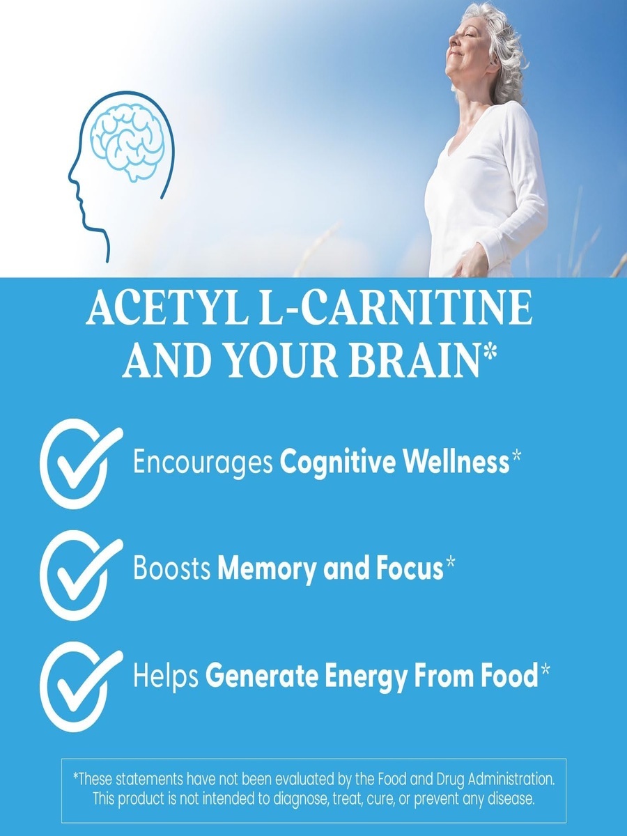 Acetyl-L-Carnitine 500 mg with Biosint® Carnitines | Energy Metabolism & Cognitive Health Support | Vegetarian Capsules | 60 Veggie Capsules