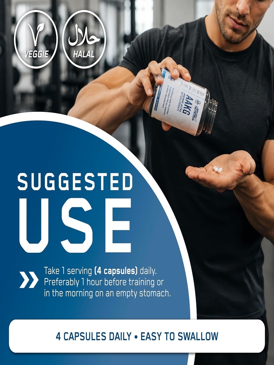 AAKG L Arginine Alpha Ketoglutarate | Unflavored | Energy Management | Arginine | 120 Capsules