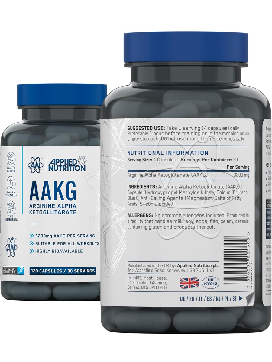 AAKG L Arginine Alpha Ketoglutarate | Unflavored | Energy Management | Arginine | 120 Capsules