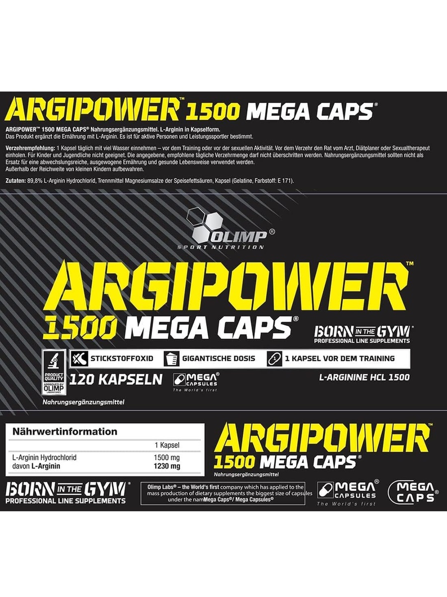 Argipower 1500 Mega Capsules | Unflavored | Immune Support | L-Arginine | 120 Capsules