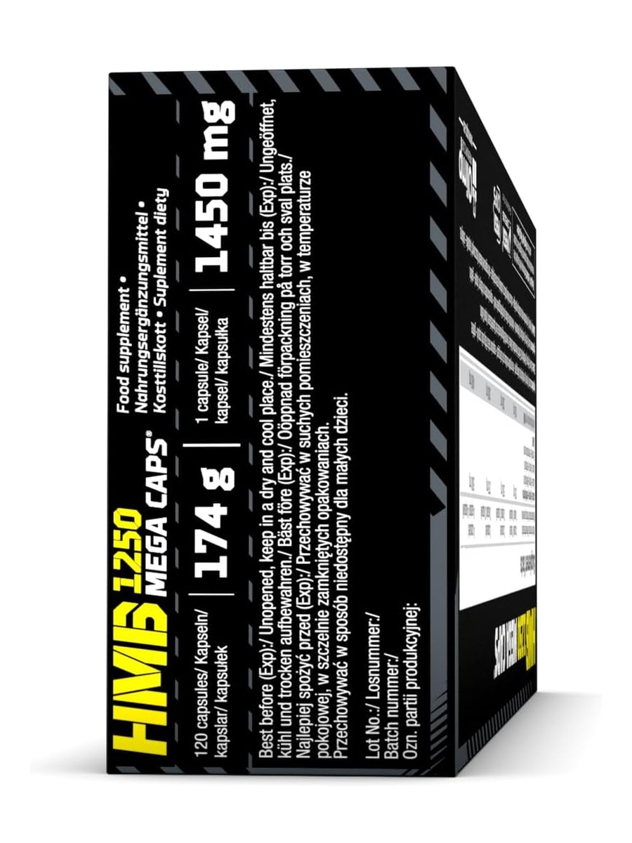 HMB 1250 Mega Supplement | Unflavored | Muscle Growth | Amino Acids | 120 Capsules