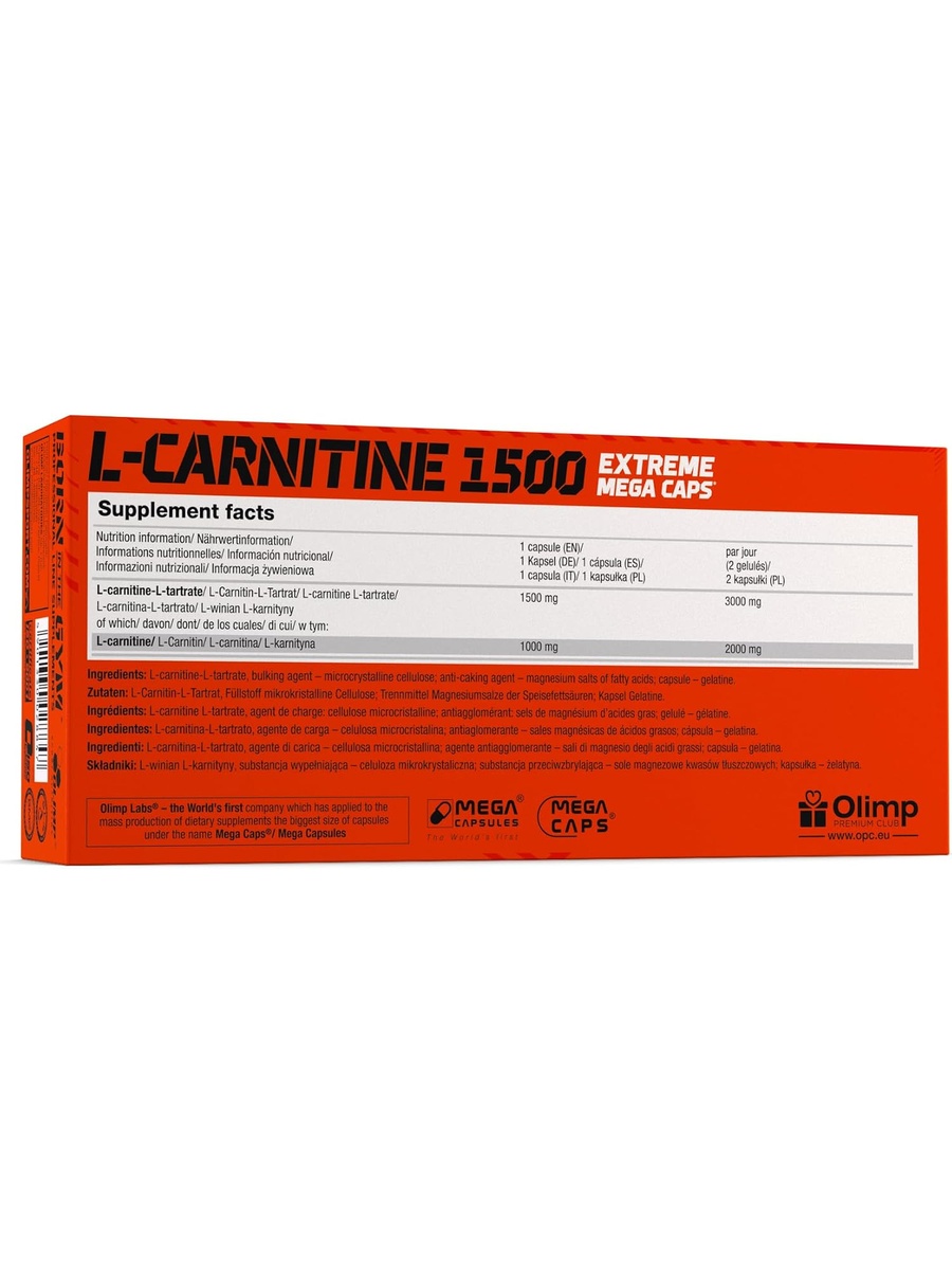 L-Carnitine 1500 Extreme Mega Capsules | Energy Management | 120 Capsules