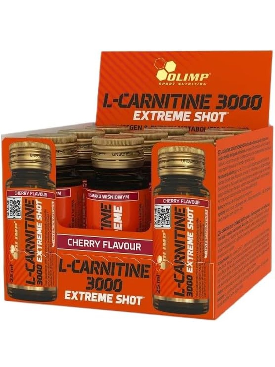 L-Carnitine 3000 Extreme Shot | Cherry, 25 ml x 9 | Energy Management | Pack of 9