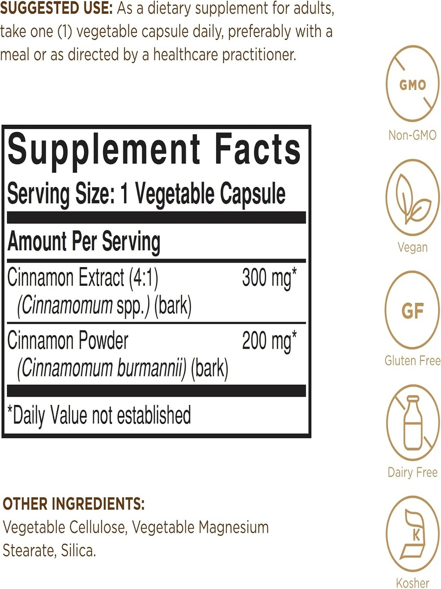 Fp 100 Vegetable Capsules | Cinnamon | Immune Support | Cinnamon |  100 Capsules