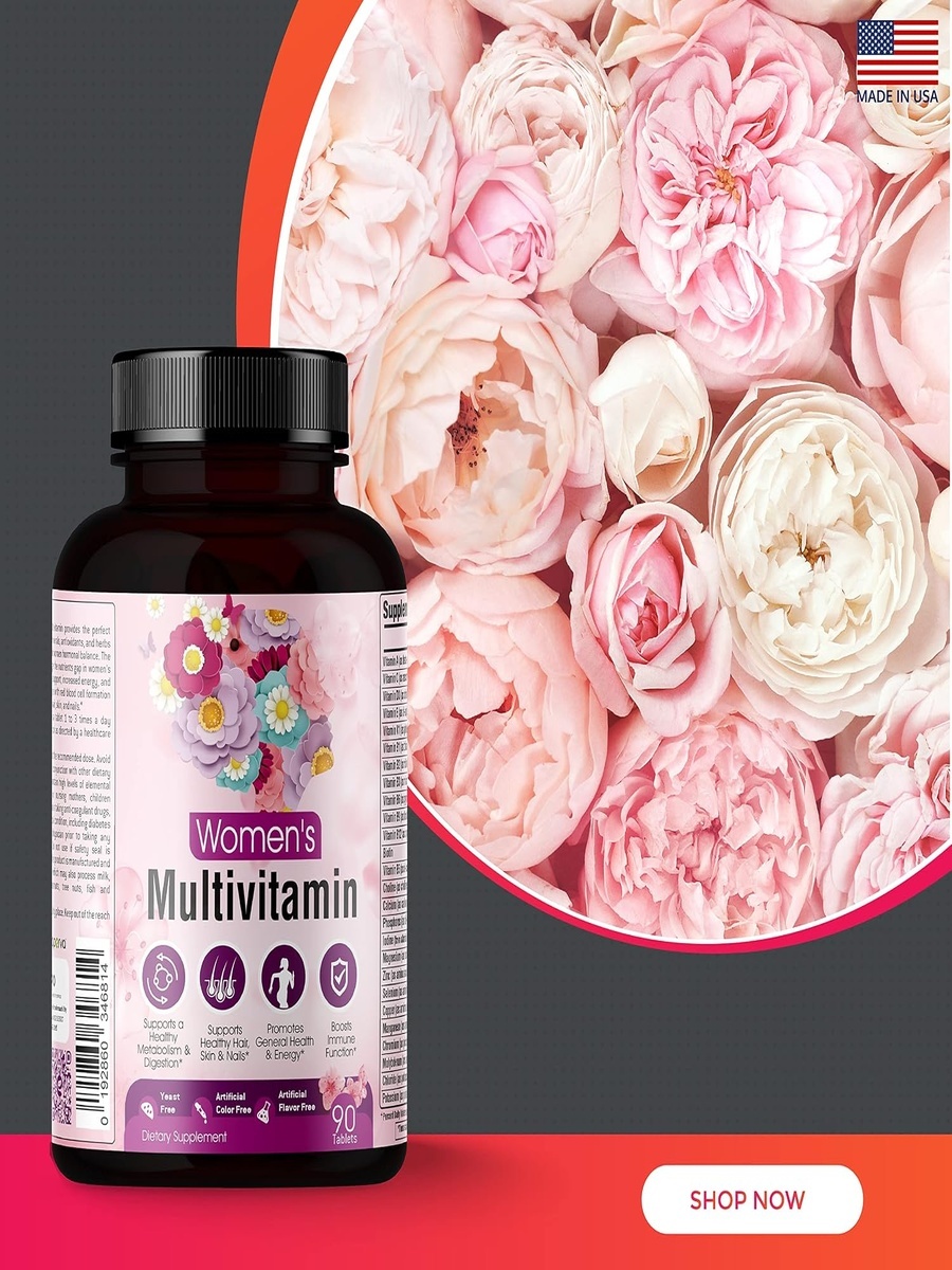 Womens Multivitamin for Immune Support | Pear | Antioxidant |  90 Tablets