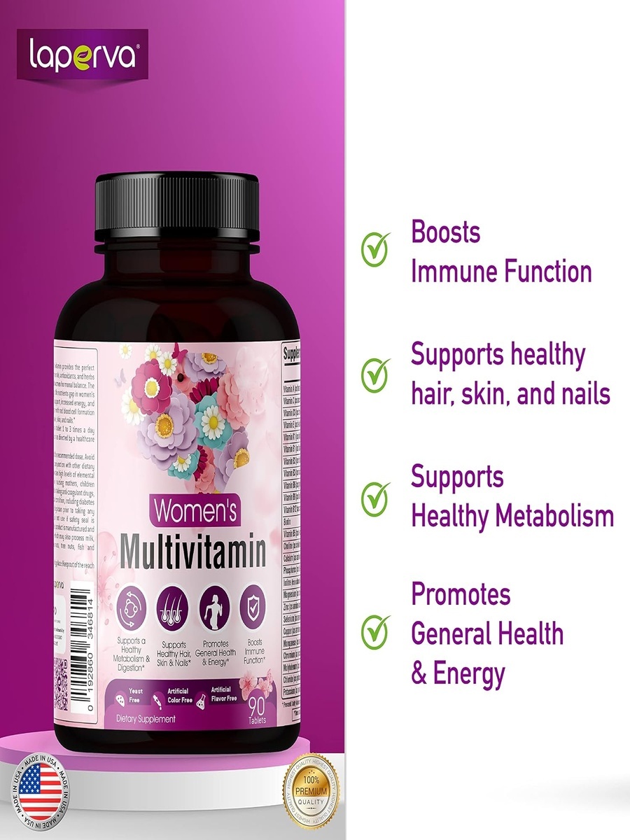 Womens Multivitamin for Immune Support | Pear | Antioxidant |  90 Tablets
