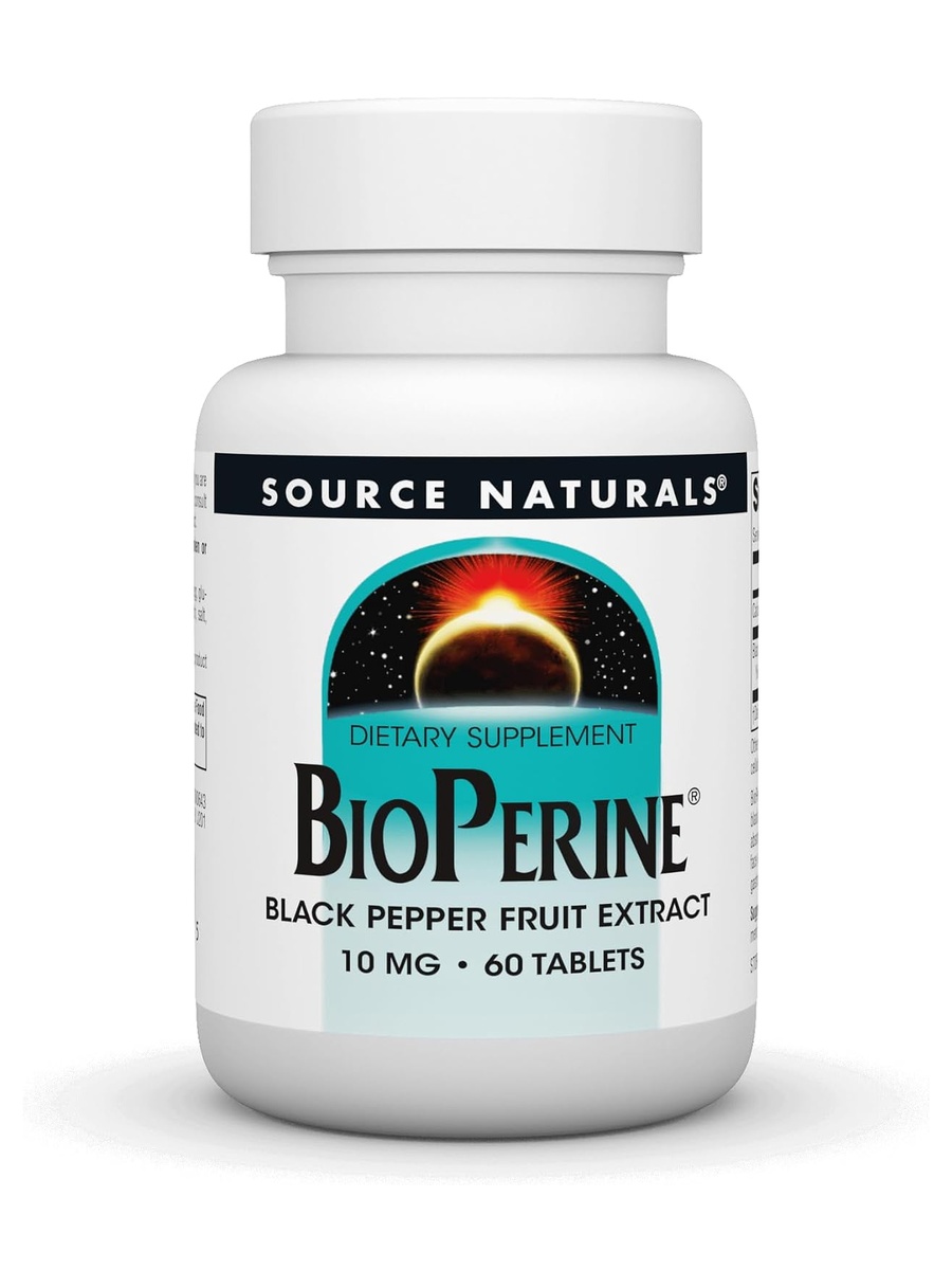 BioPerine Black Pepper Fruit Extract 10 mg | Unflavored | Hypoallergenic | Calcium 27 mg | 60 Tablets