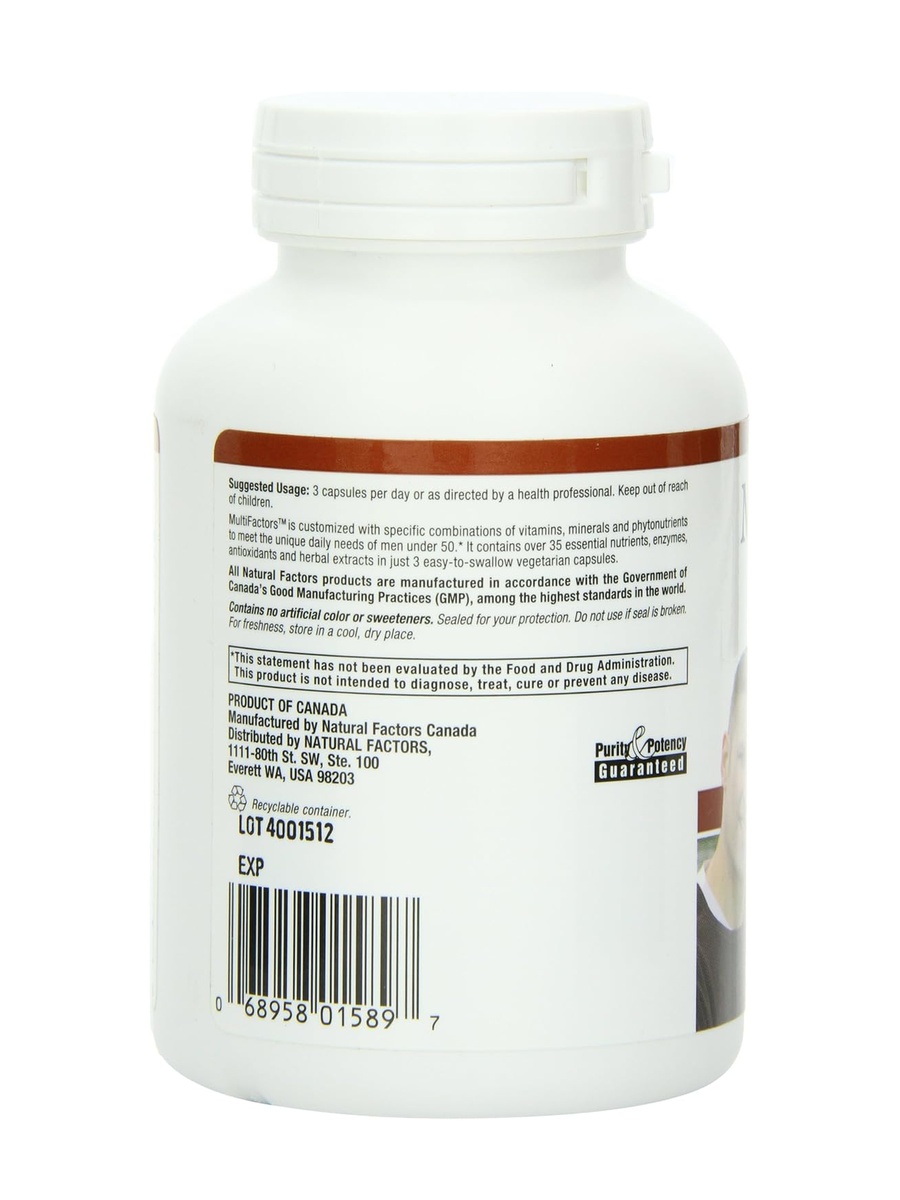 MultiFactors Mens Vitamin  Mineral Formula, Gluten Free | Immune Support | 90 Vegetarian Capsules