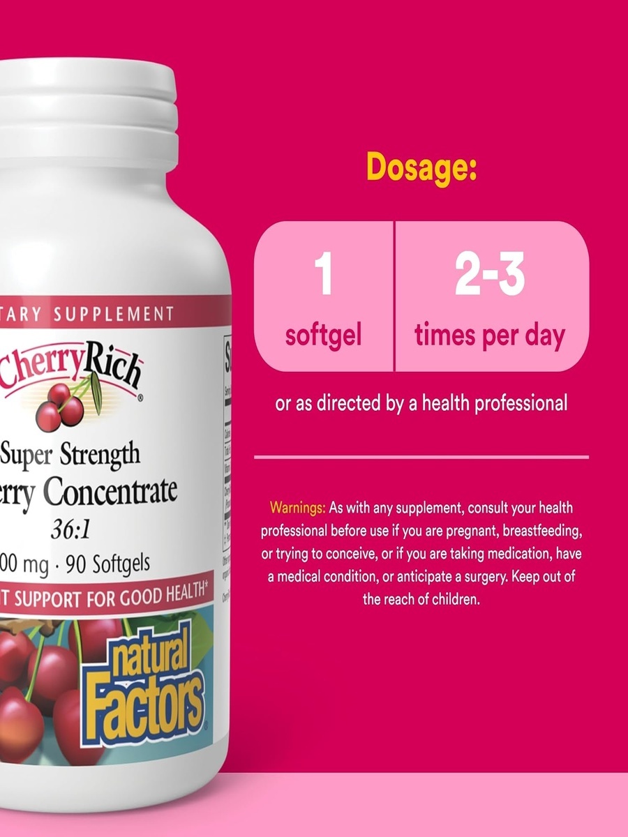 Cherry Rich Super Strength Softgels | Antioxidant | Cherry Concentrate 36:1 500 mg |  90 Softgels