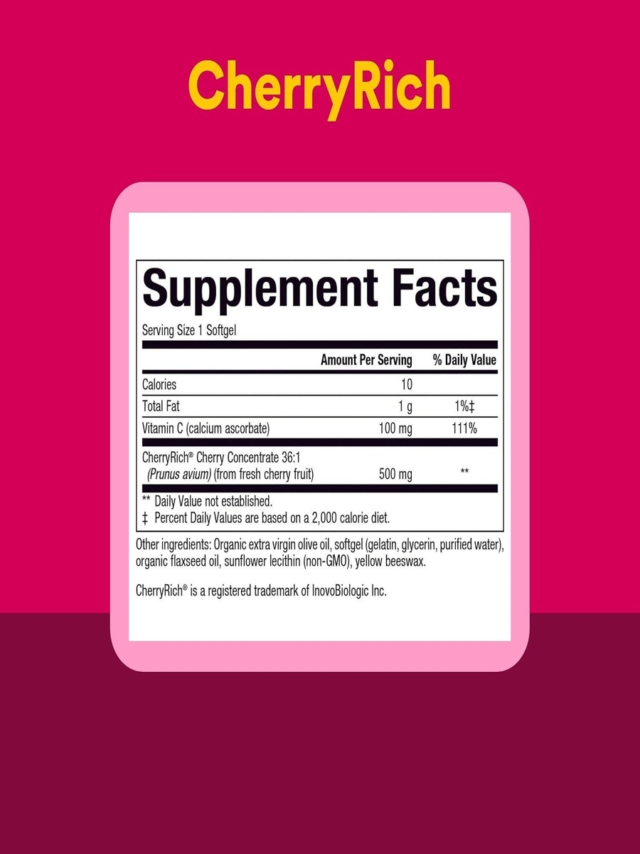 Cherry Rich Super Strength Softgels | Antioxidant | Cherry Concentrate 36:1 500 mg |  90 Softgels