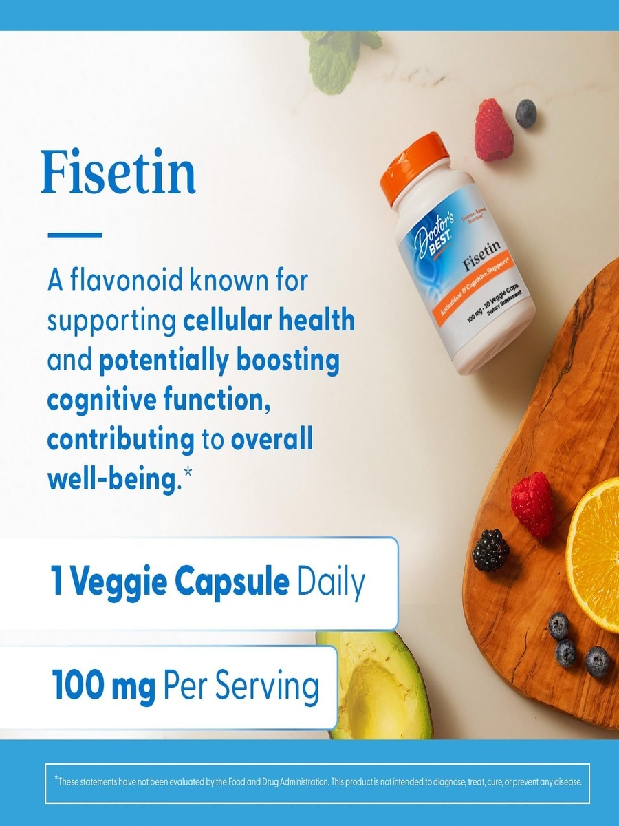 Fisetin with Novusetin® 100 mg | Antioxidant & Cellular Health Support | Vegetarian Capsules | 30 Veggie Capsules