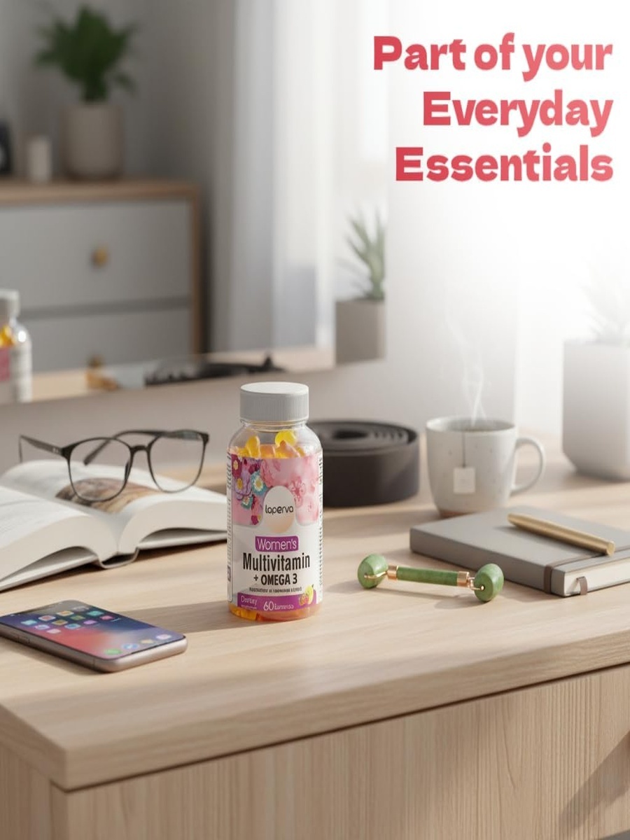 Women's Multivitamin,  Omega 3 | Raspberry, Lemonade Flavor | Immune Support | Omega-3 Fatty Acids |  60 Gummies