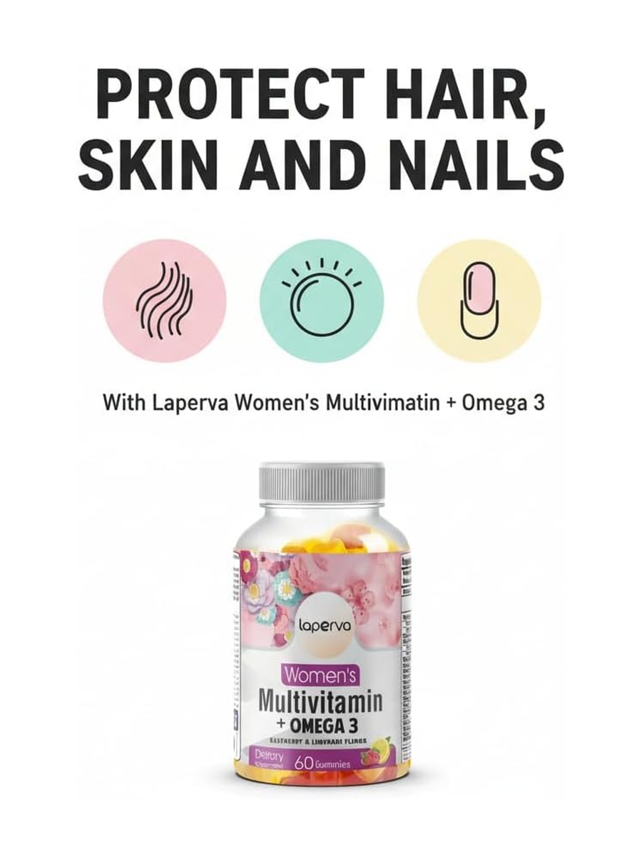 Women's Multivitamin,  Omega 3 | Raspberry, Lemonade Flavor | Immune Support | Omega-3 Fatty Acids |  60 Gummies
