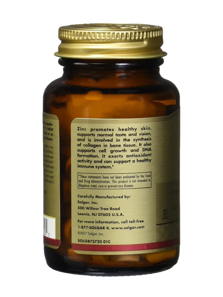 Zinc Tablets for Healthy Skin/Immune System and Antioxidant Support (50mg | Unflavored | Immune Support | Zinc |  100 Tablets