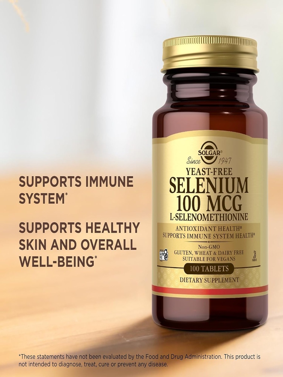 Yeast-free Selenium 100s Tablets | Unflavored | Healthy hair and nails | Selenium |  100 Tablets